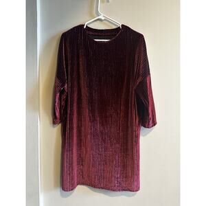 Zara WB Shift Dress Velvet Velour Textured Size Medium Holiday Party NYC